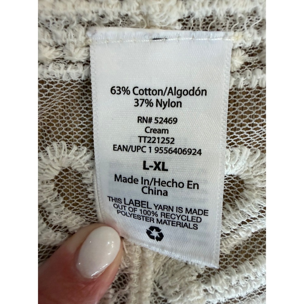 Boho Lace Duster Medallion Mesh Kimono Cardigan Women L-XL Cream Sheer Cover Up - Picture 2 of 9
